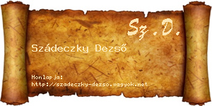 Szádeczky Dezső névjegykártya